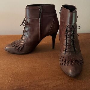 J.Crew Brown Leather Lace-Up Ankle Boots Size 10